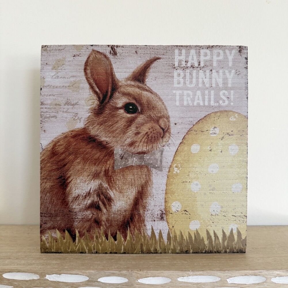 Happy Bunny Trails Easter Standing Square Sign
